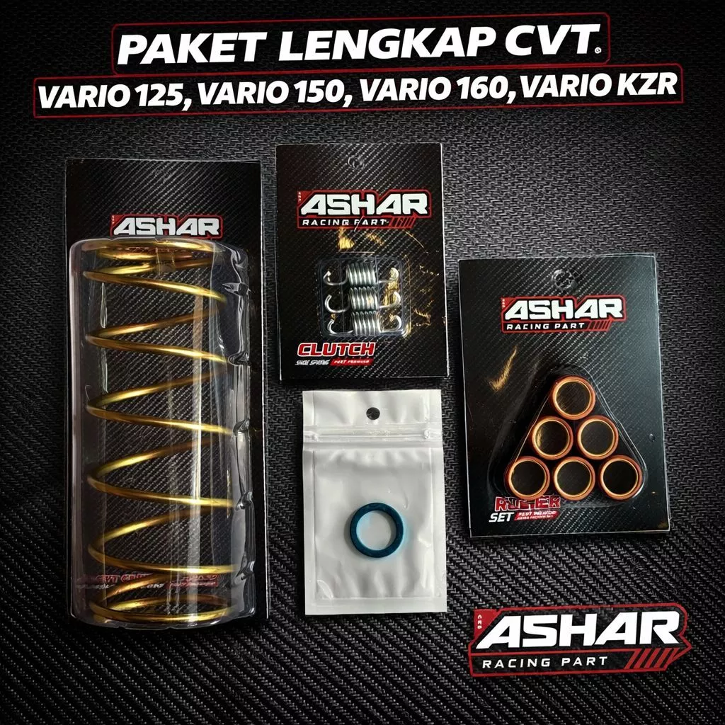 Paket lengkap CVT Ashar Racing untuk Vario 125, 150, 160 dan KZR